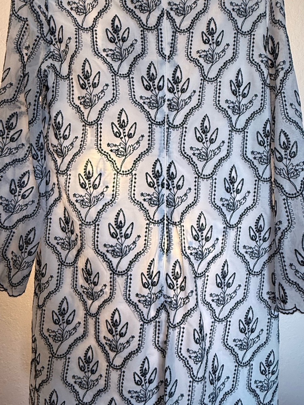 Preston & York White Black Embroidered Bell Sleeve Shift Dress NWT Size 8 - Picture 7 of 11